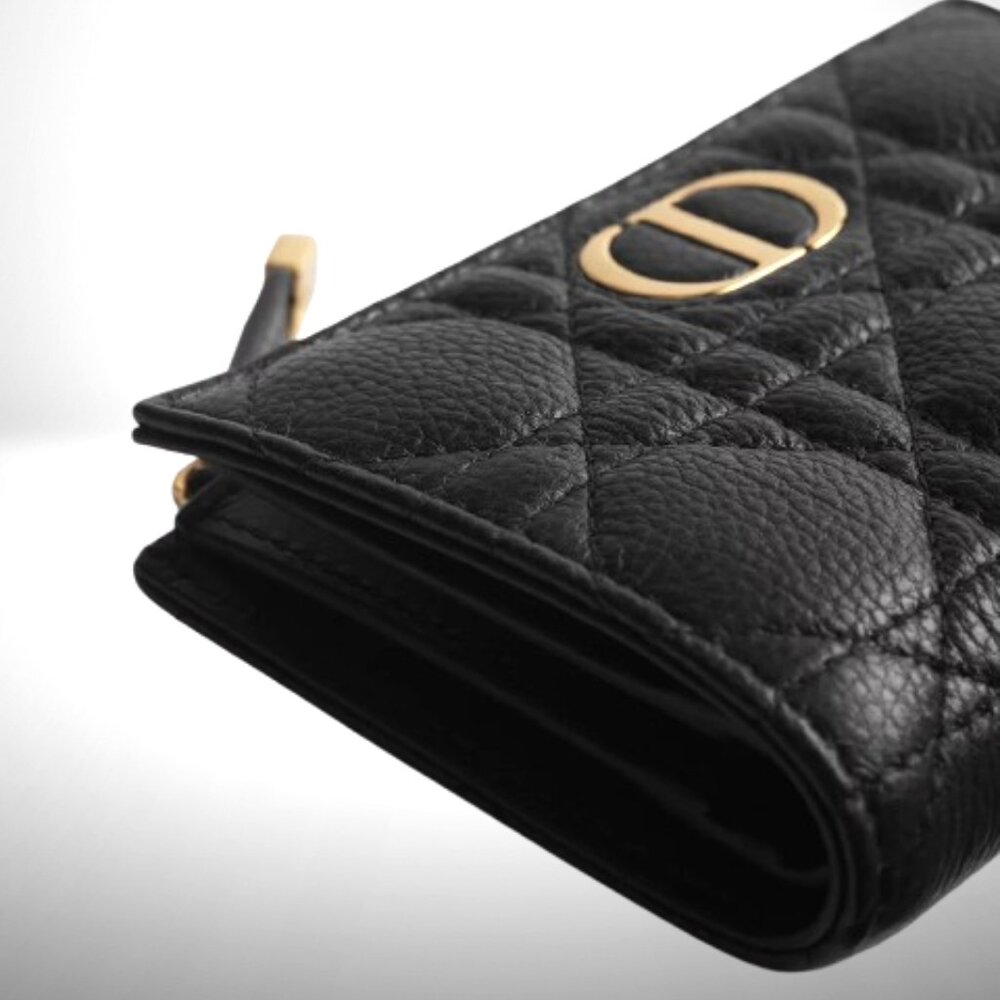 Dior Caro Dahlia Wallet Black Supple Cannage Calfskin - Picture 4 of 8